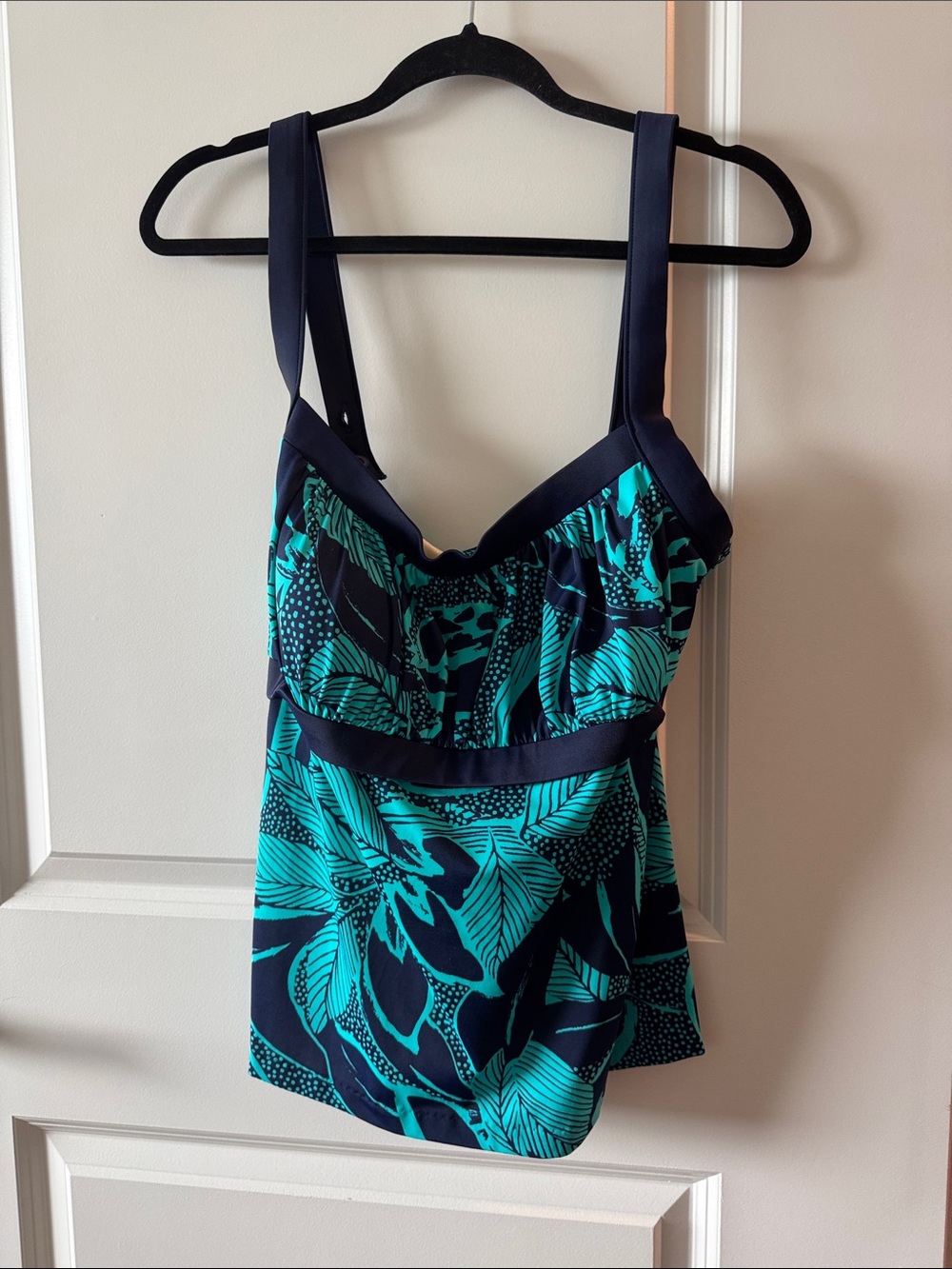 Maxine of Hollywood Navy and Teal Floral tankini top